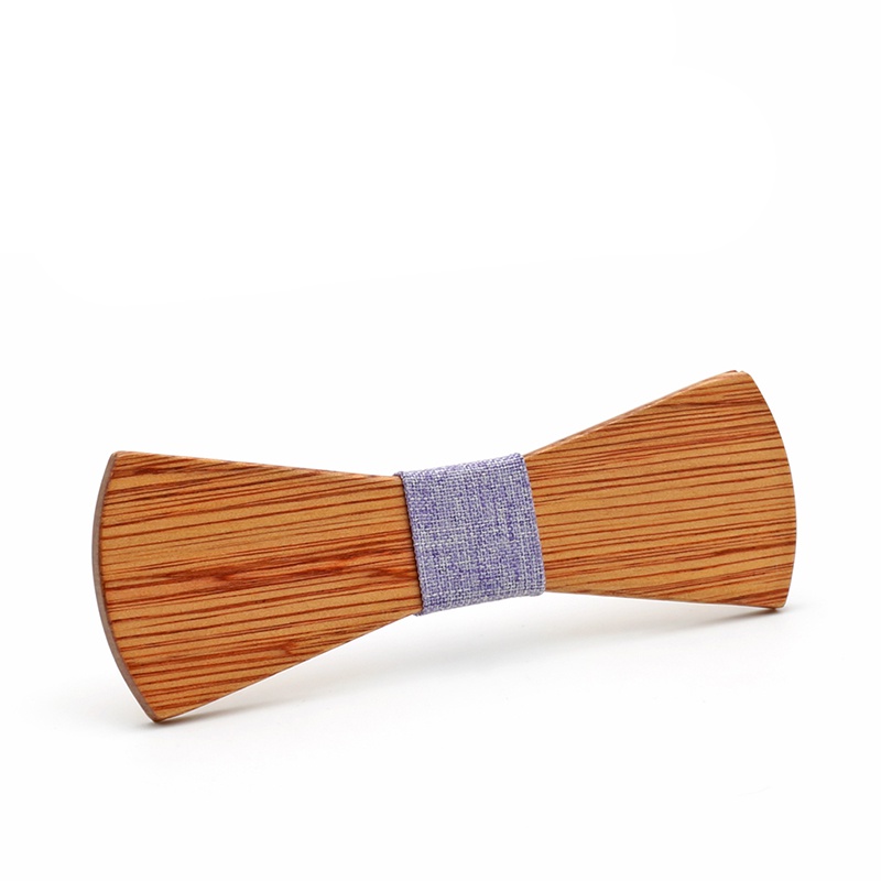 Dřevěný pánský motýlek Mahoosive Longer - fialový 