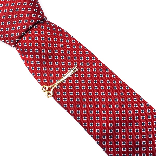 Spona na kravatu zlato - stříbrné Nůžky