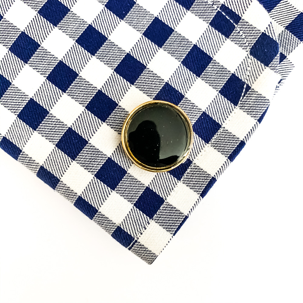 Manžetové knoflíčky Fashion Black dot - zlatá 