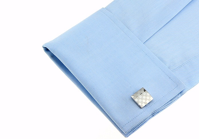 Stříbrný set - spona na kravatu a manžetové knoflíčky Šachovnice 