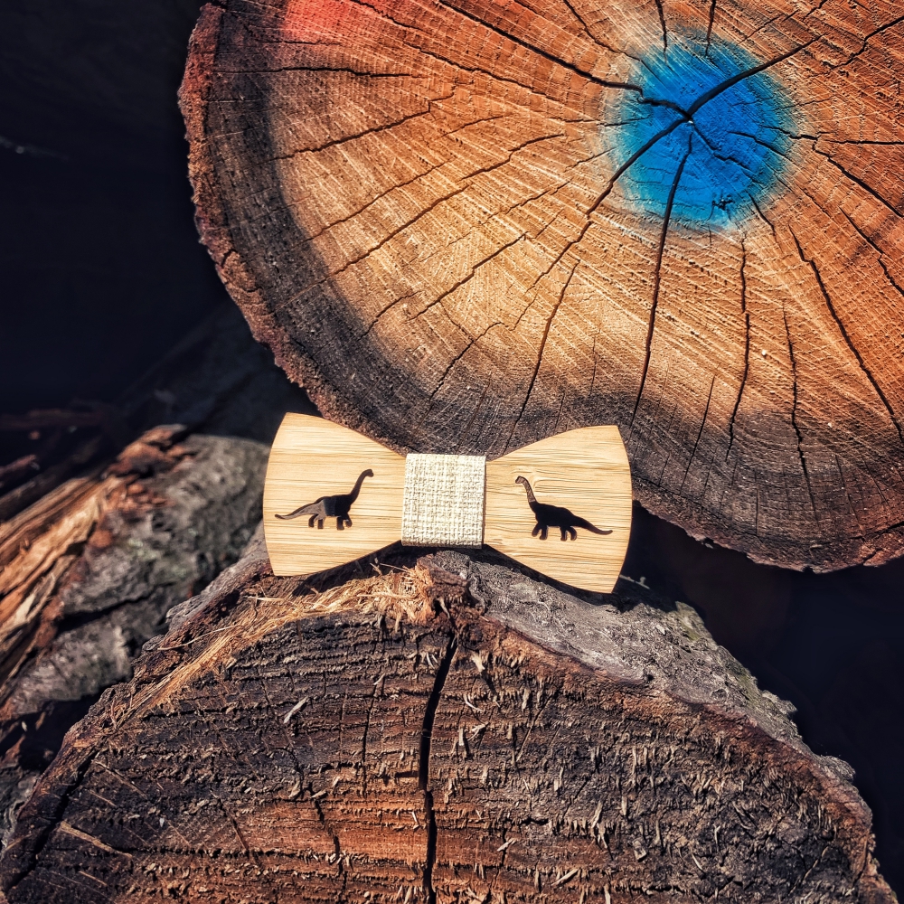 Chlapecký dřevěný motýlek Brochiosaurus 