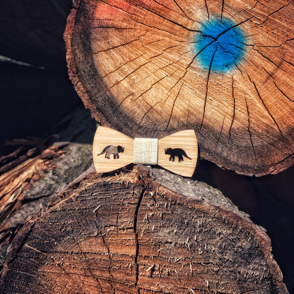 Chlapecký dřevěný motýlek Triceratops 