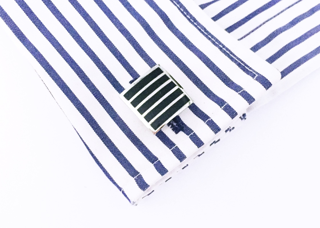 Manžetové knoflíčky Fashion Pruhy - černé svislé