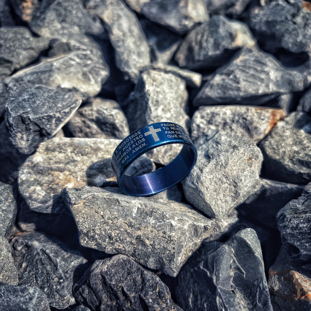 Modrý prsten Kříž vel. 8