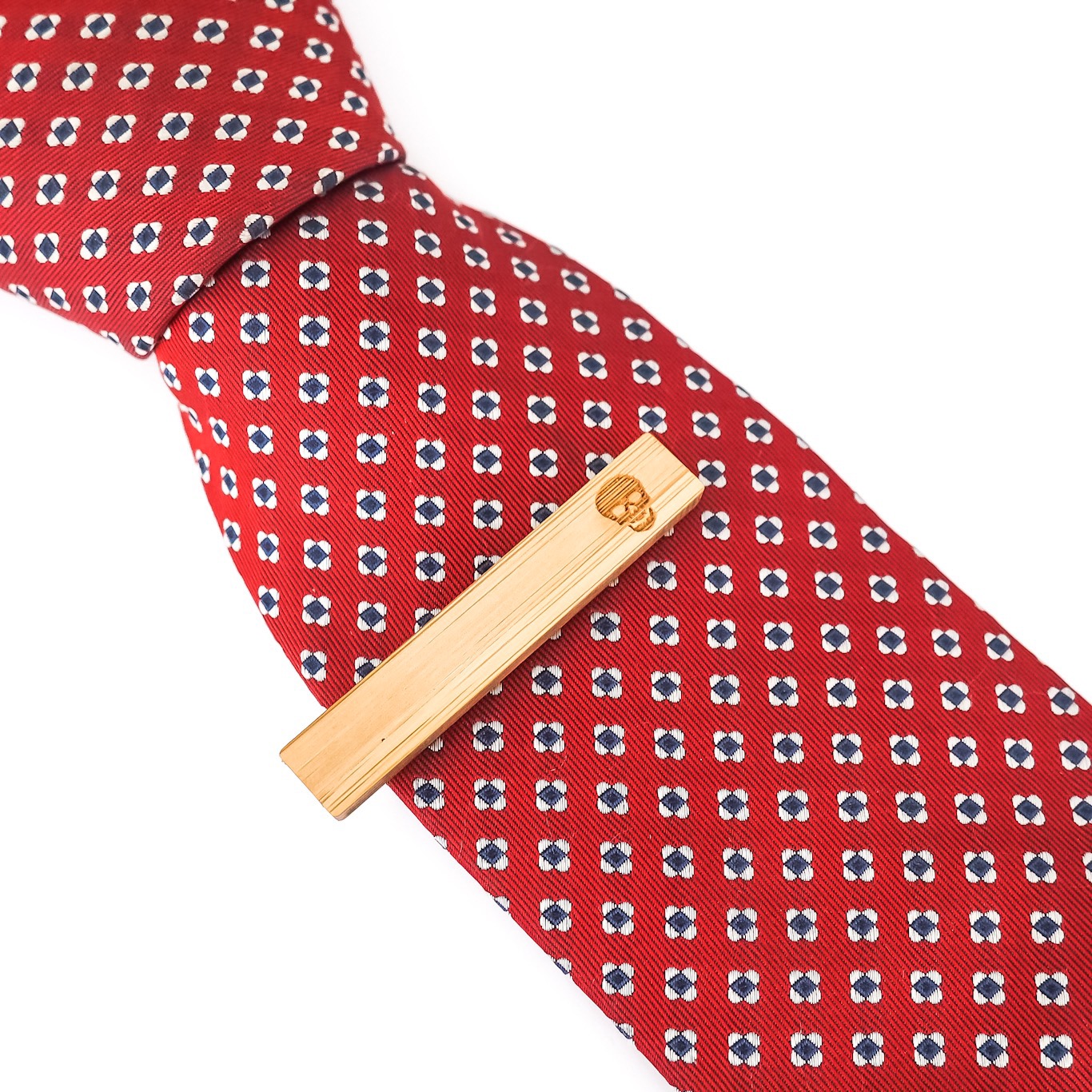 Dřevěný set - motýlek, manžetky + spona na kravatu Skulls 