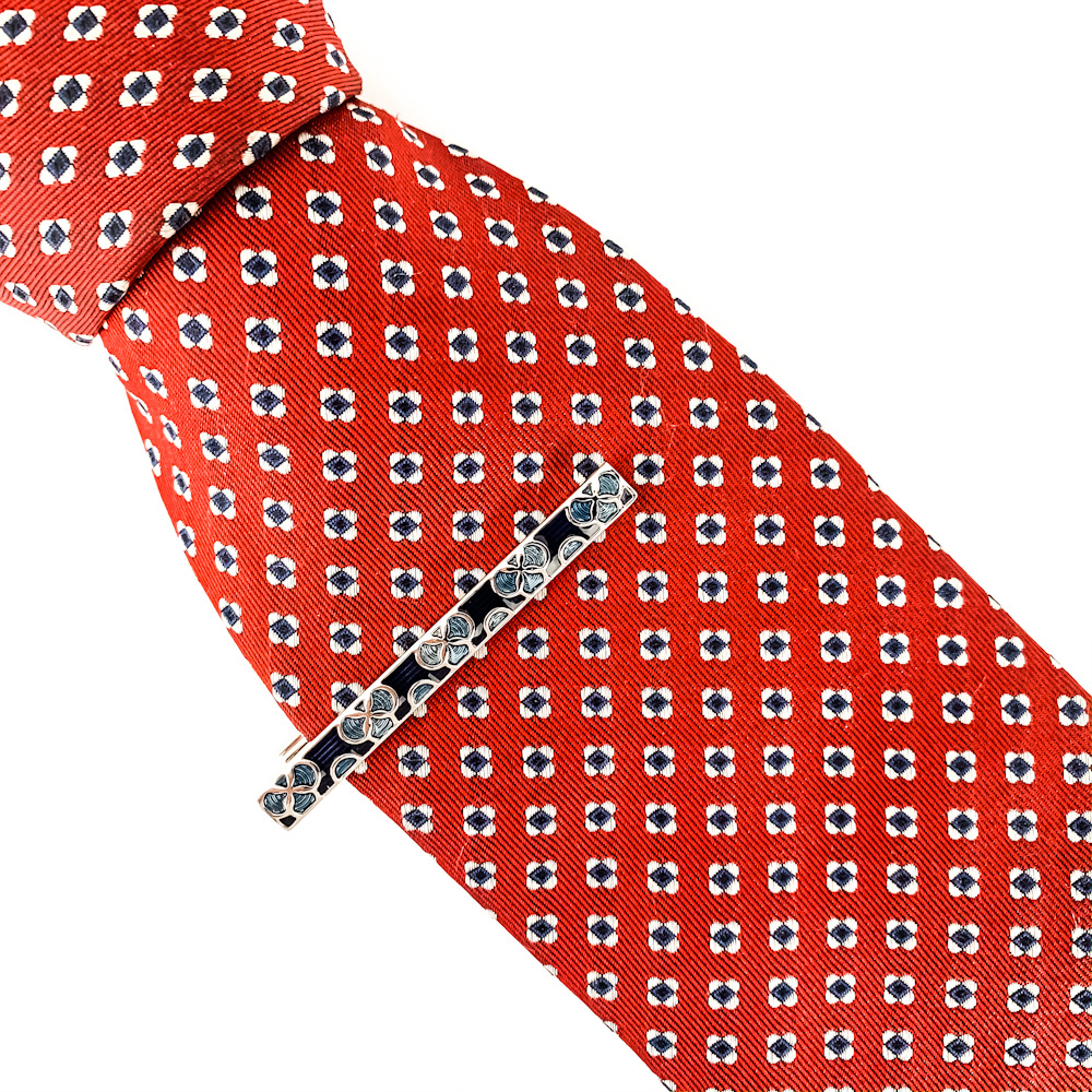 Set - spona na kravatu a manžetové knoflíčky Blue Flower