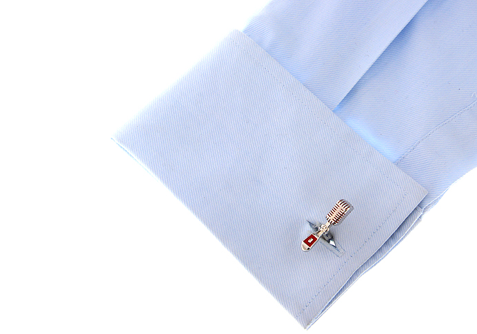 Manžetové knoflíčky Mikrofon červený