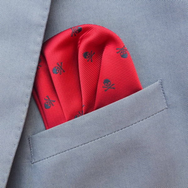 Červený kapesník do saka Skulls 