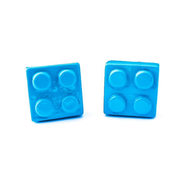 Manžetové knoflíčky Tyrkysová kostička stavebnice  II. jakost