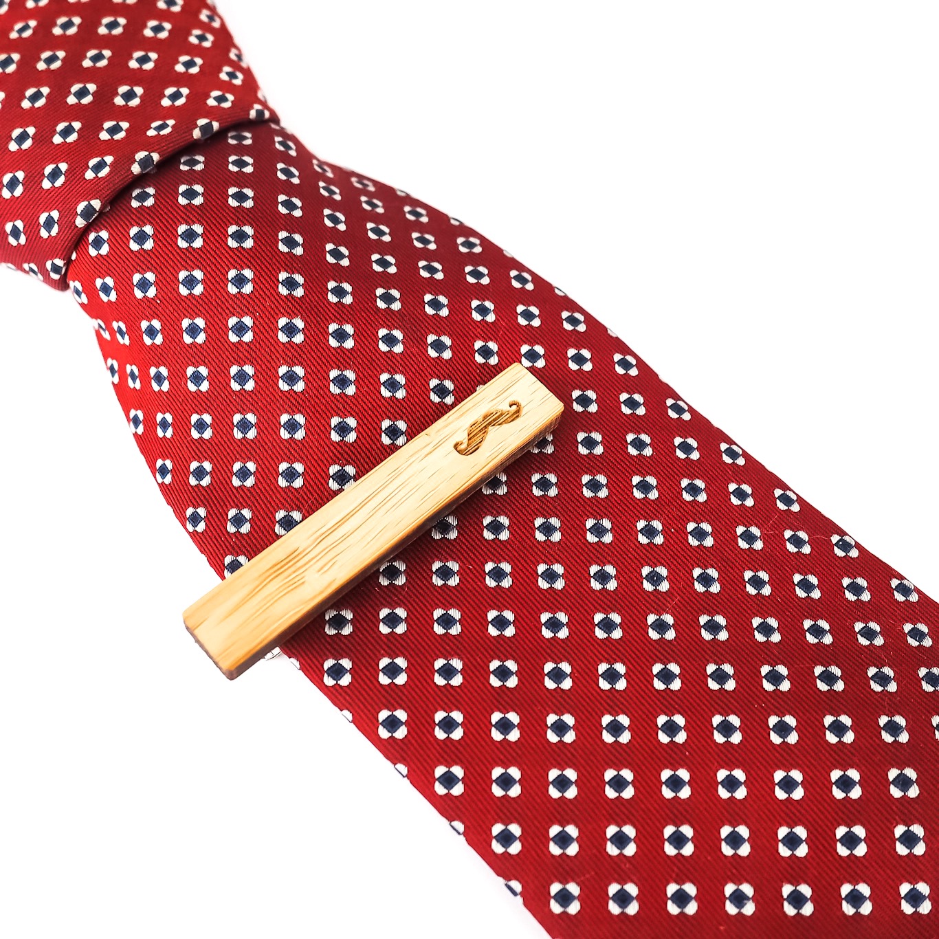 Dřevěný set - motýlek, manžetky + spona na kravatu Knír 