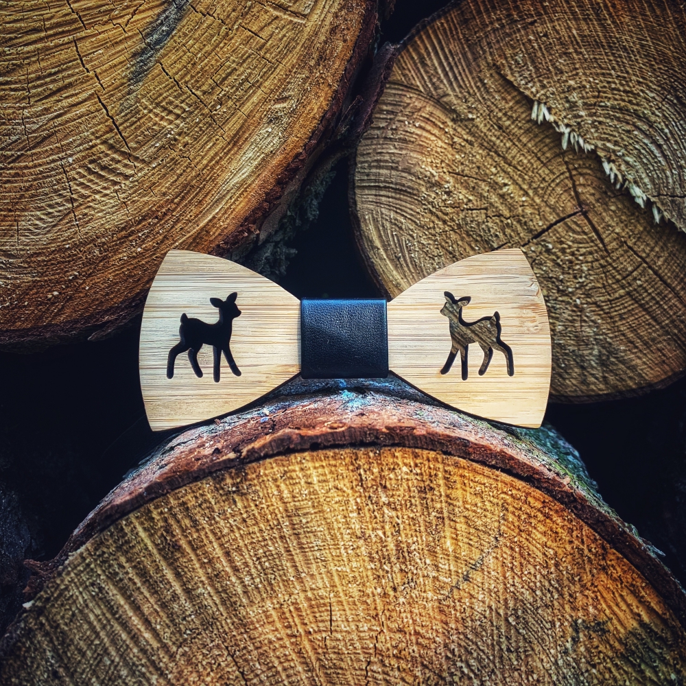 Dřevěný pánský motýlek Srnka 