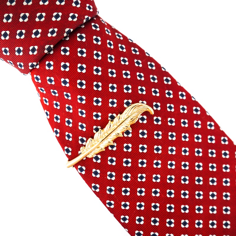 Zlatý set - spona na kravatu a manžetové knoflíčky List 