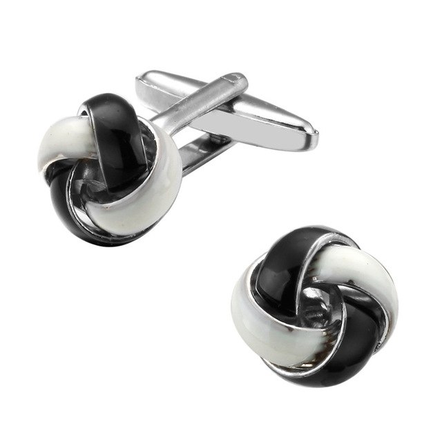 Manžetové knoflíčky Uzel - černobílý