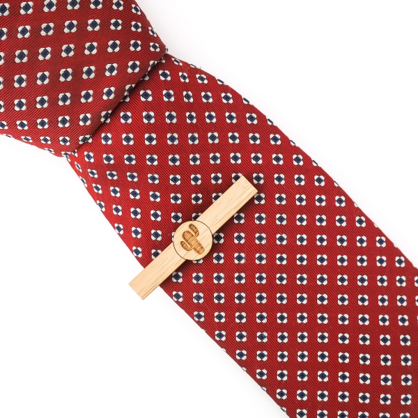 Dřevěná spona na kravatu round Kaktus