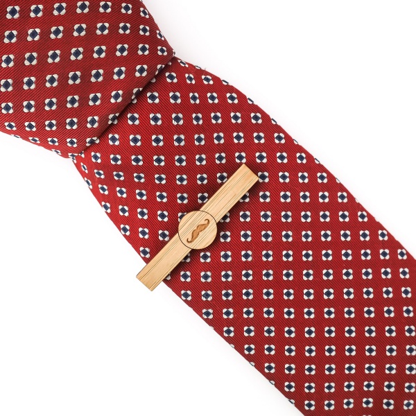 Dřevěná spona na kravatu round Knír