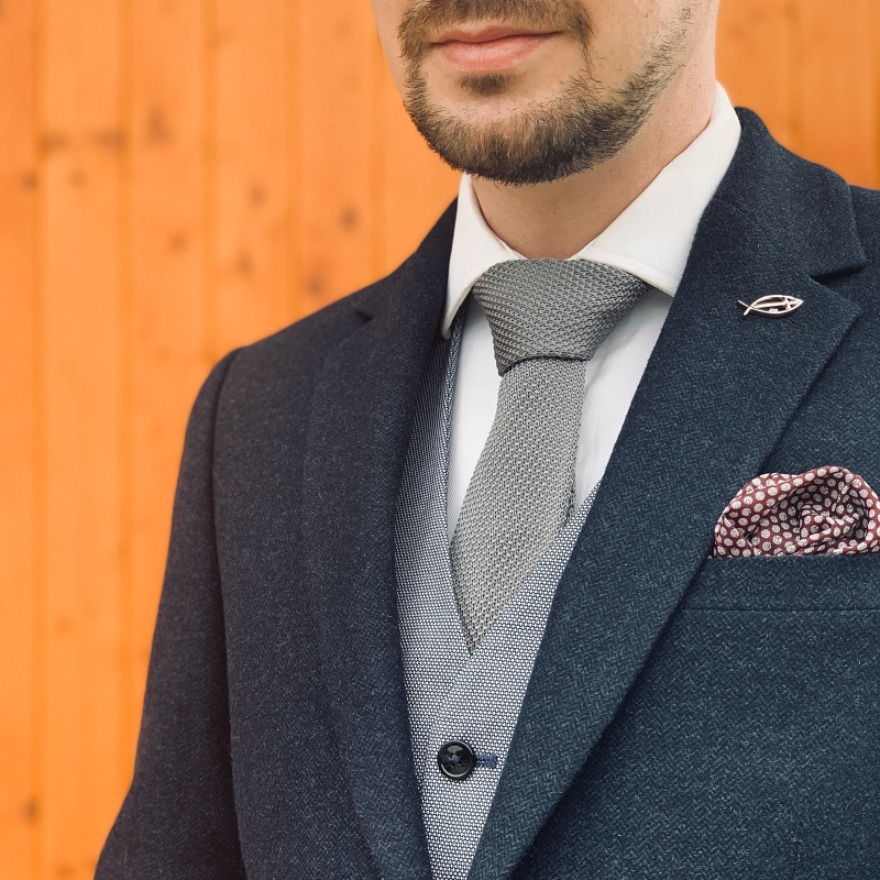 Šedá kravata Knit 