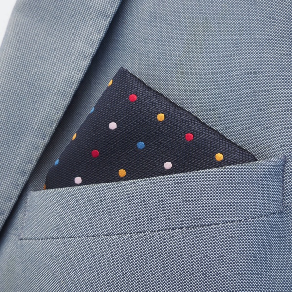 Tmavě modrý kapesník do saka Colors dot 