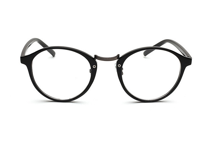 Lesklé černé čiré brýle Retro Vintage 