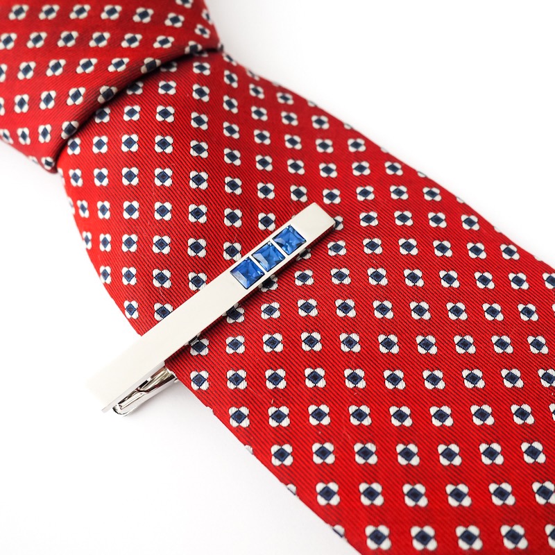 Set - spona na kravatu a manžetové knoflíčky Blue crystal 