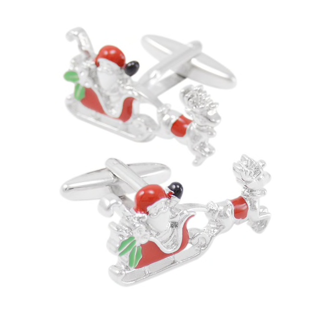 Manžetové knoflíčky Santa na saních 