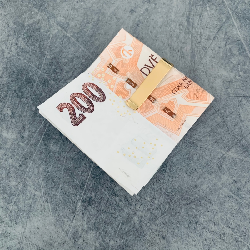 Zlatá spona na peníze Slim 