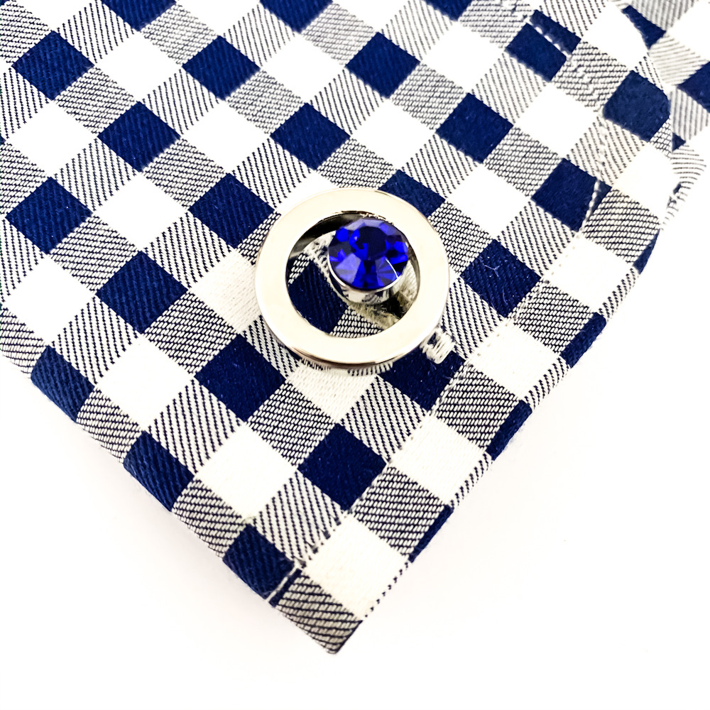 Manžetové knoflíčky Kruh s modrým krystalem