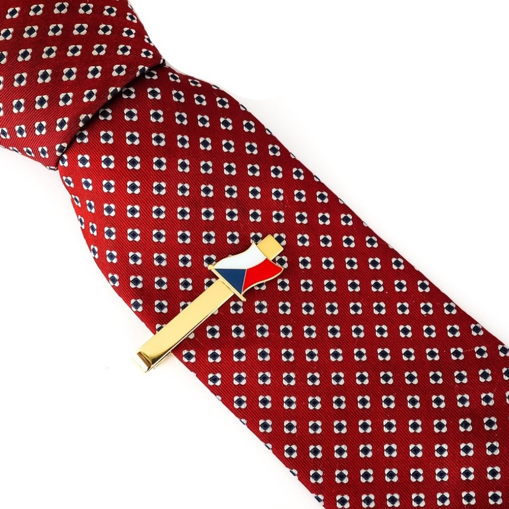 Zlatá spona na kravatu Česká republika vlajka 