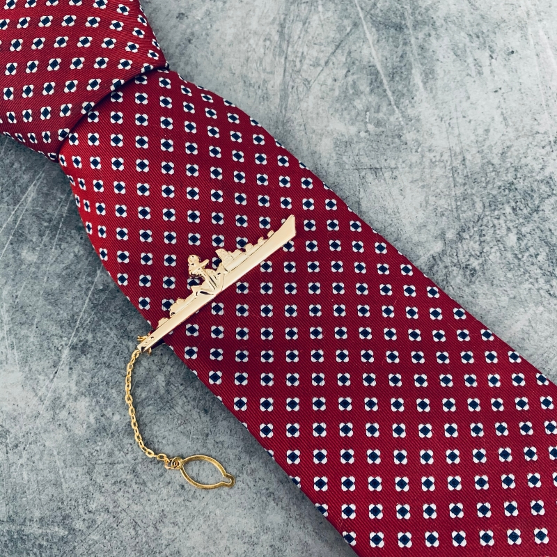 Zlatý set - spona na kravatu a manžetové knoflíčky Parník s kotvou