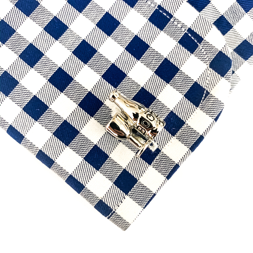 Manžetové knoflíčky Láhev vína a sklenička 