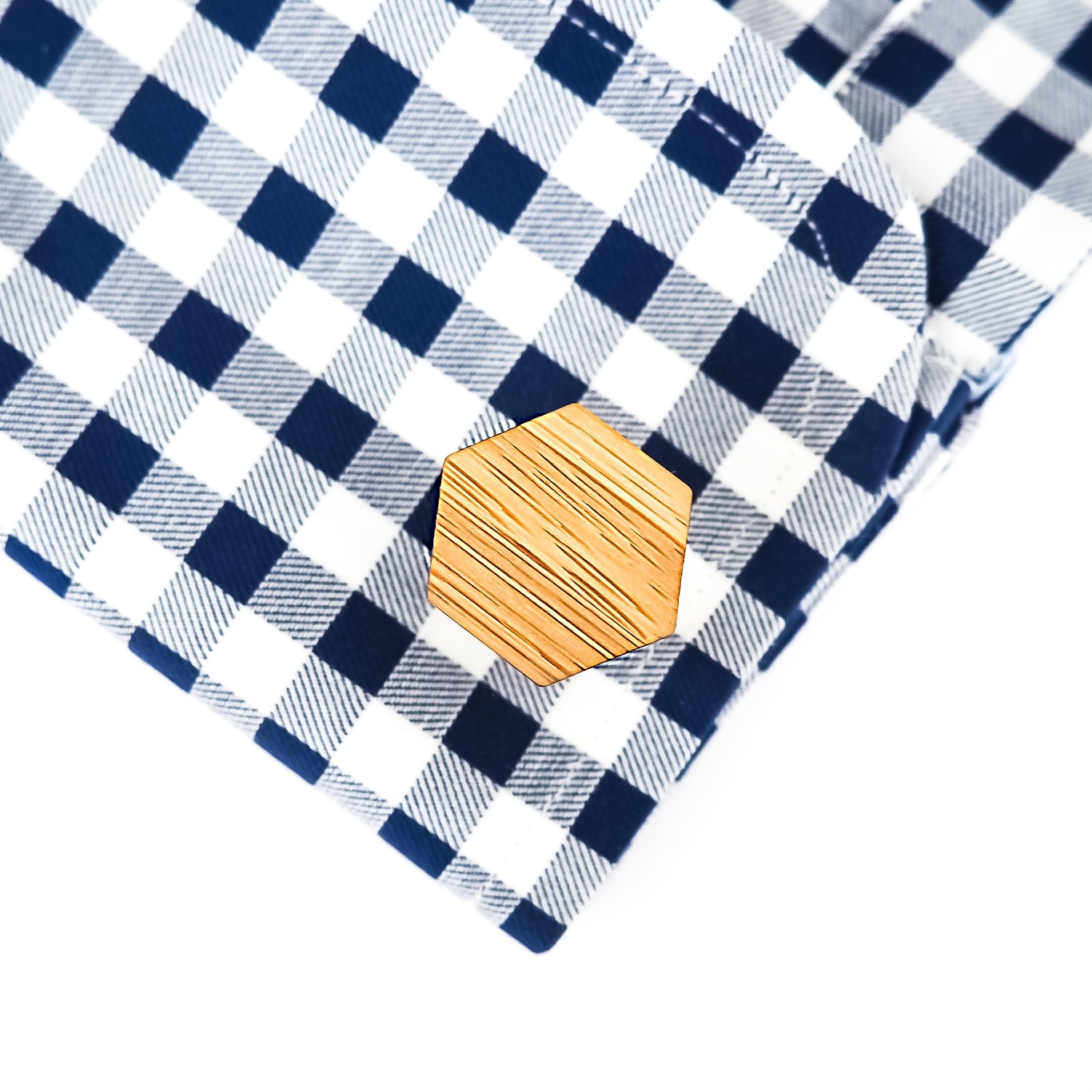 Dřevěný set - spona na kravatu a manžetové knoflíčky Šestiúhelník 