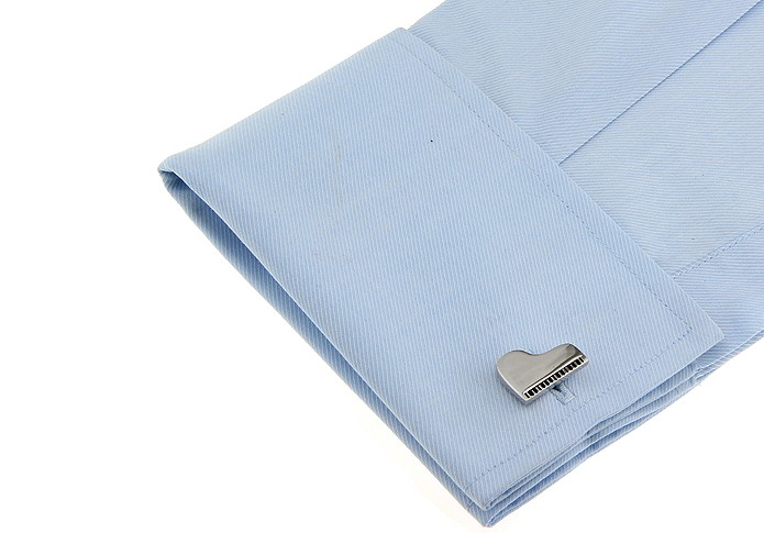 Stříbrný set - spona na kravatu a manžetové knoflíčky Houslový klíč a klavír 