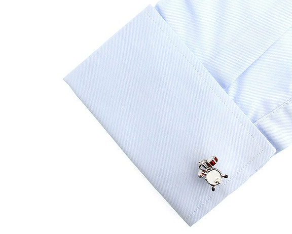 Stříbrný set - spona na kravatu a manžetové knoflíčky Houslový klíč a bubny 