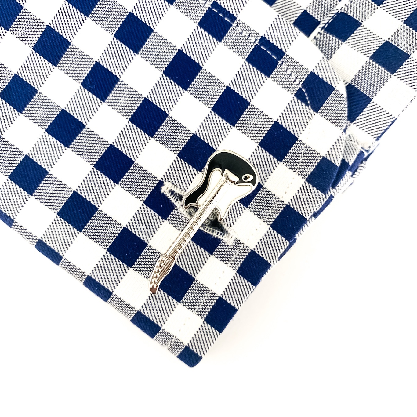 Stříbrný set - spona na kravatu a manžetové knoflíčky Houslový klíč a kytara I. 