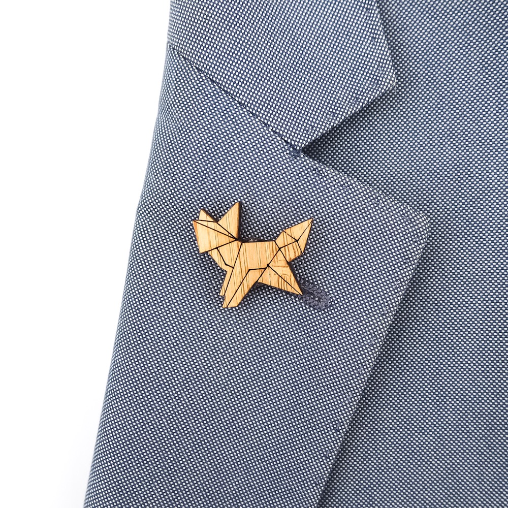 Dřevěná brož Liška origami I.