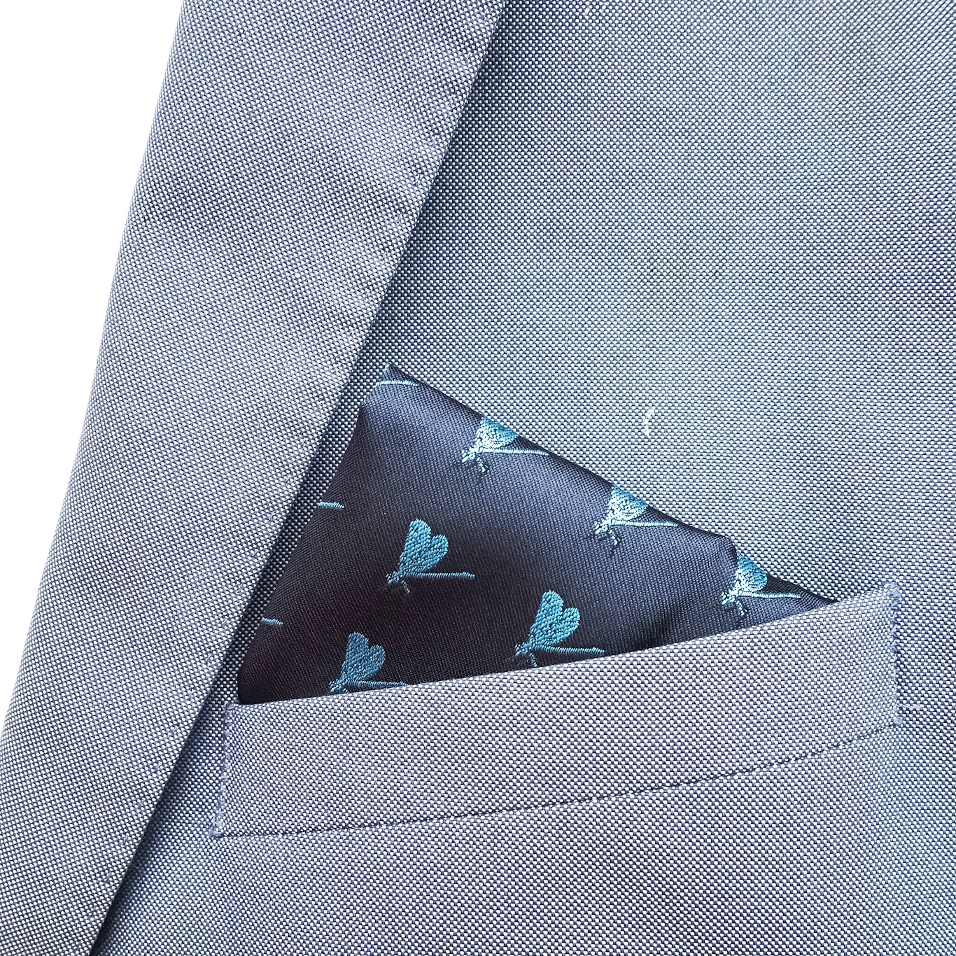 Modrý kapesník do saka Vážka 