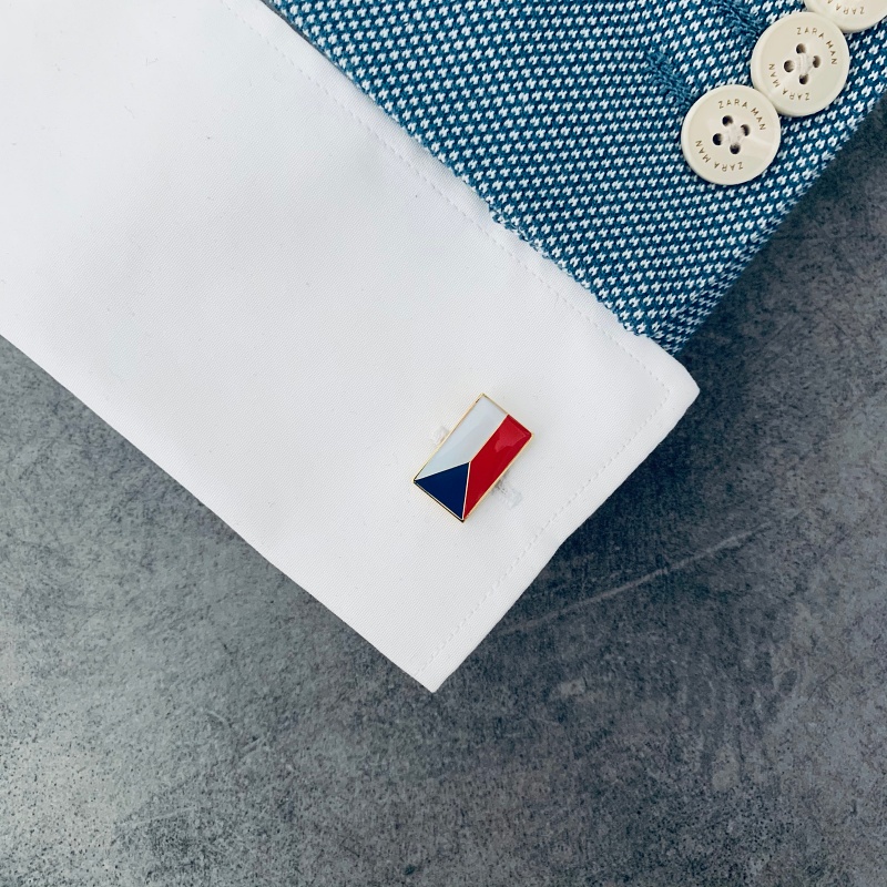 Zlaté manžetové knoflíčky Vlajka Česká republika