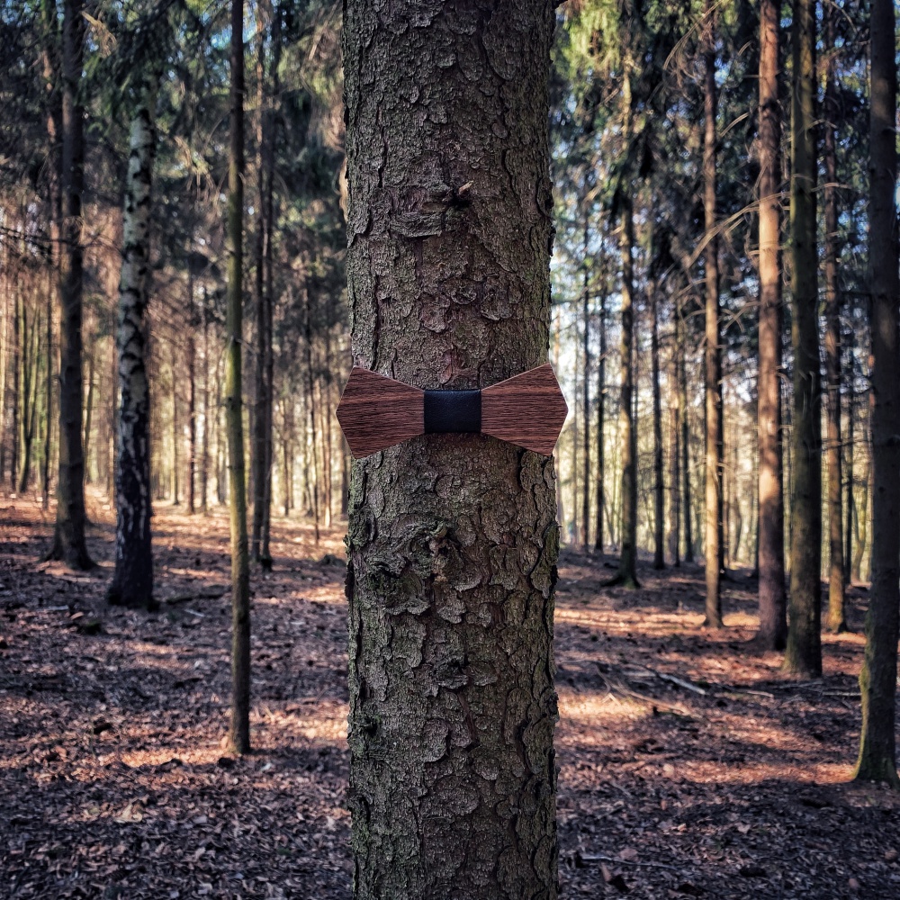 Dřevěný pánský motýlek Slim Leather