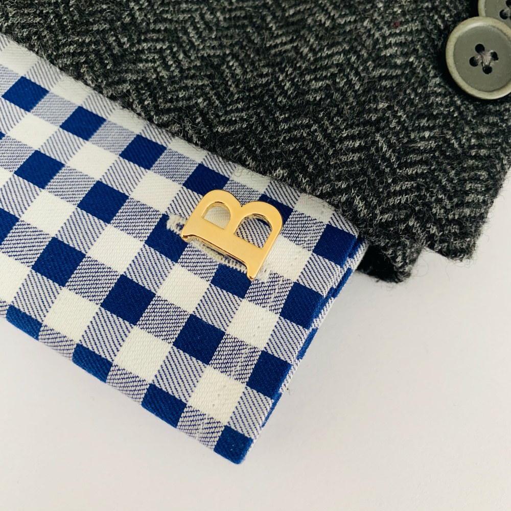 Manžetový knoflíček zlatý Iniciál B - malý 