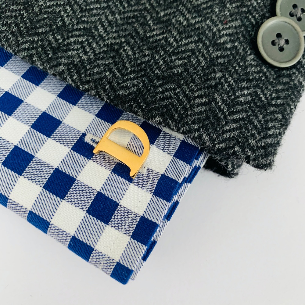 Manžetový knoflíček zlatý Iniciál D - malý 