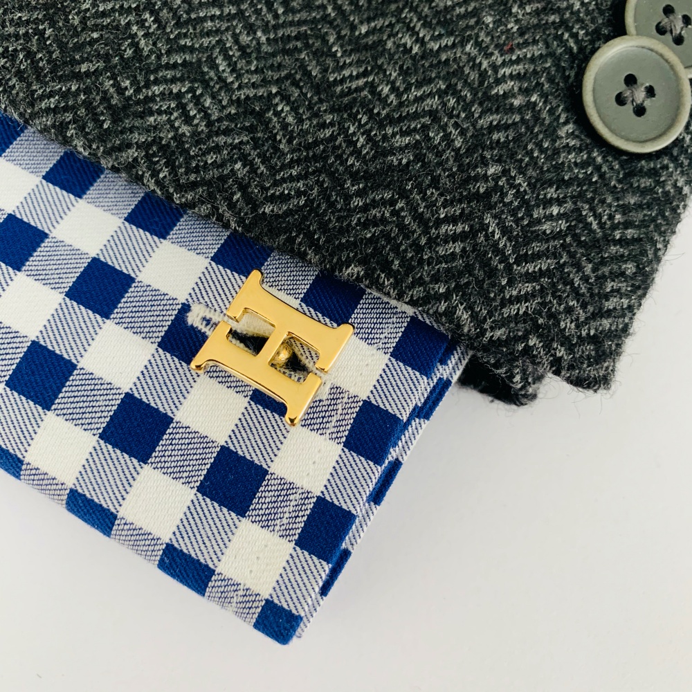 Manžetový knoflíček zlatý Iniciál H - malý 