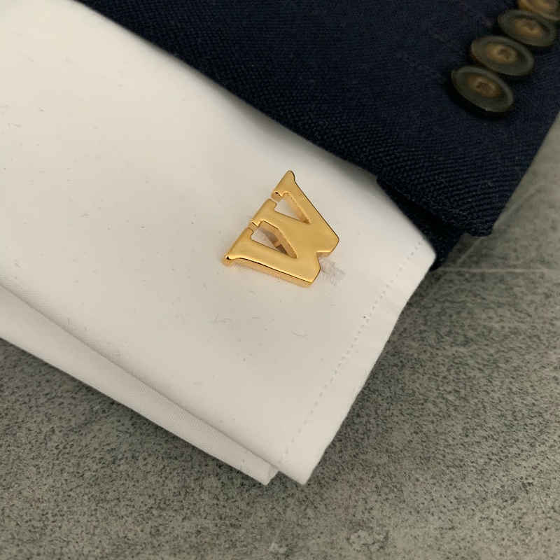 Manžetový knoflíček zlatý Iniciál W - malý 