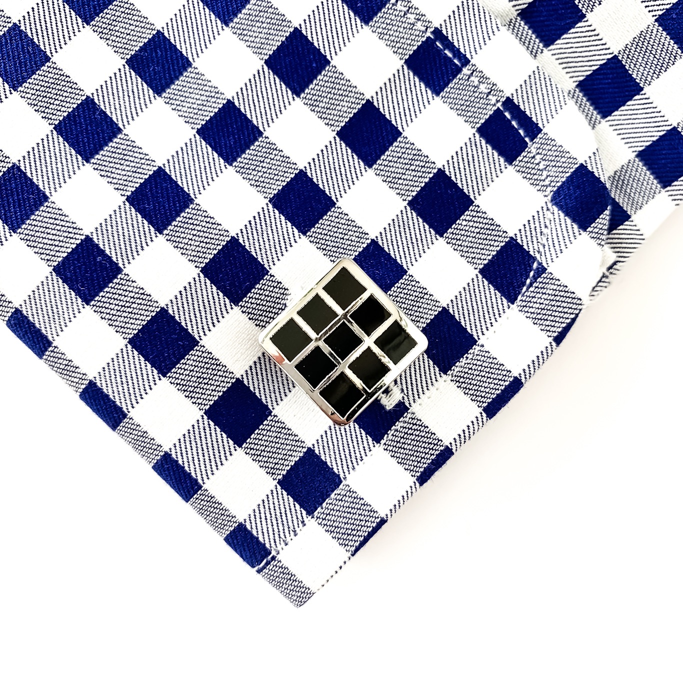 Manžetové knoflíčky Fashion Šachovnice černá 