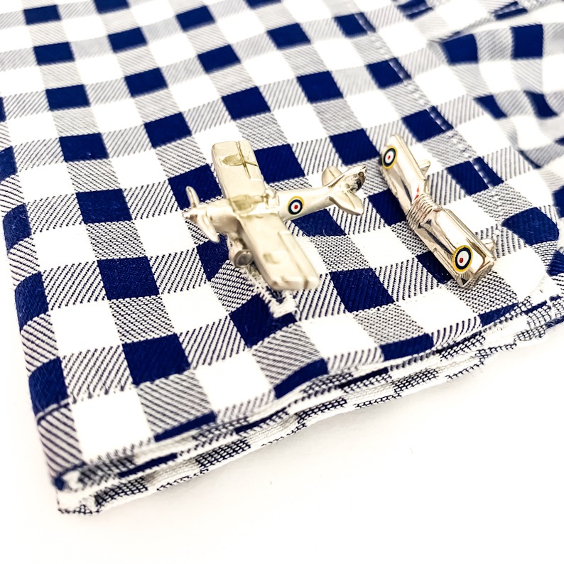 Manžetové knoflíčky Letadlo dvouplošník RAF - II. jakost 