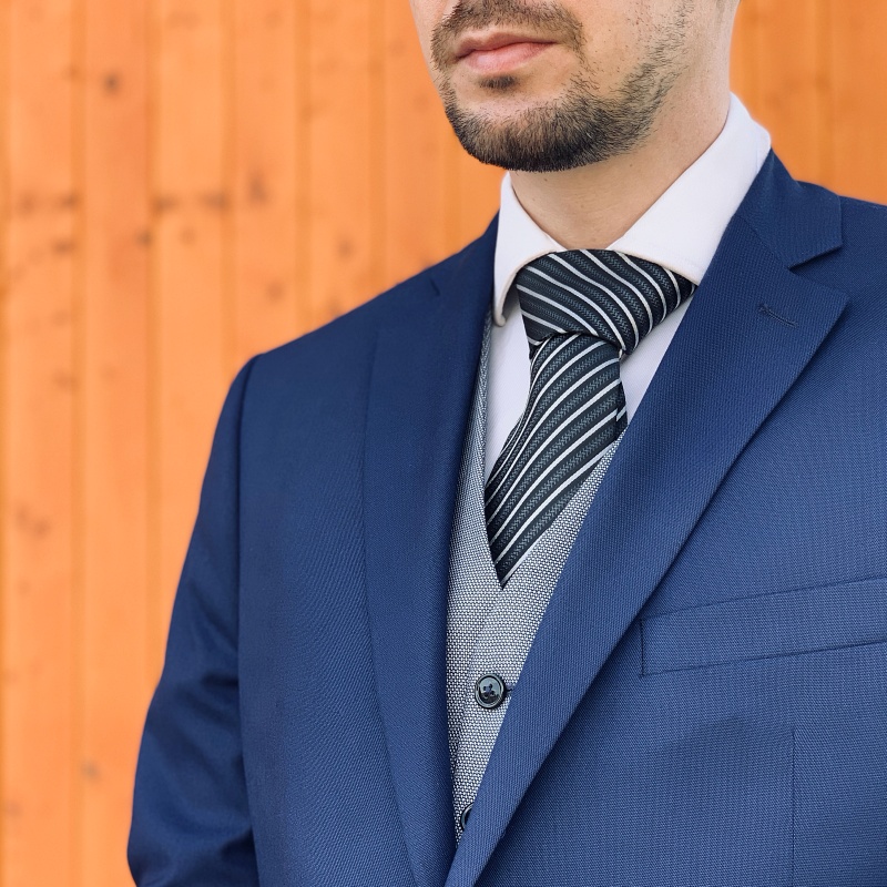 Černo - stříbrná kravata Pruhy I. 