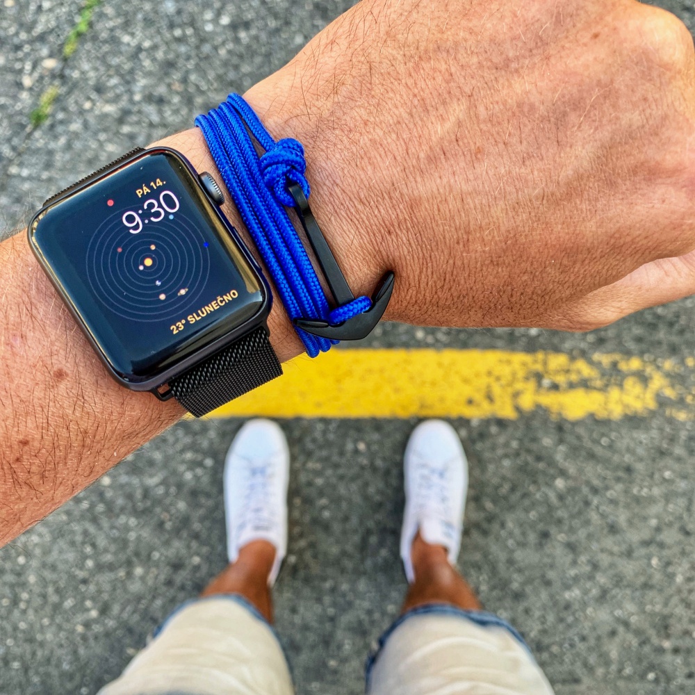 Modrý náramek Kotva black 