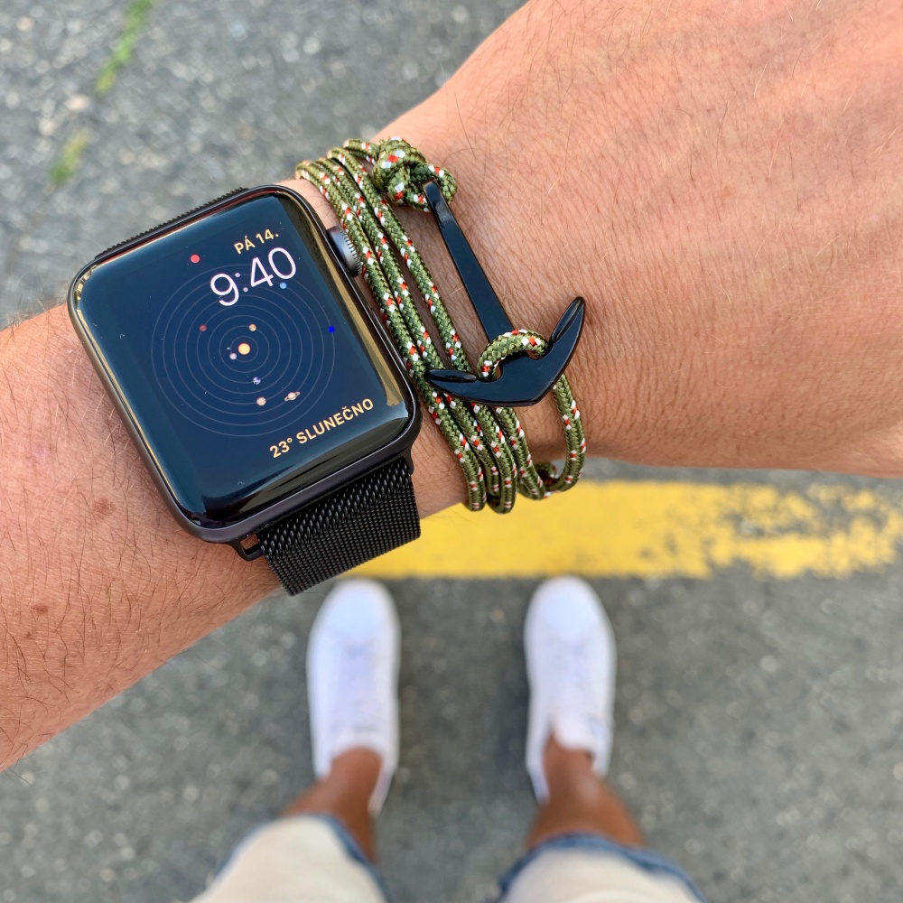 Zelený náramek Kotva black 