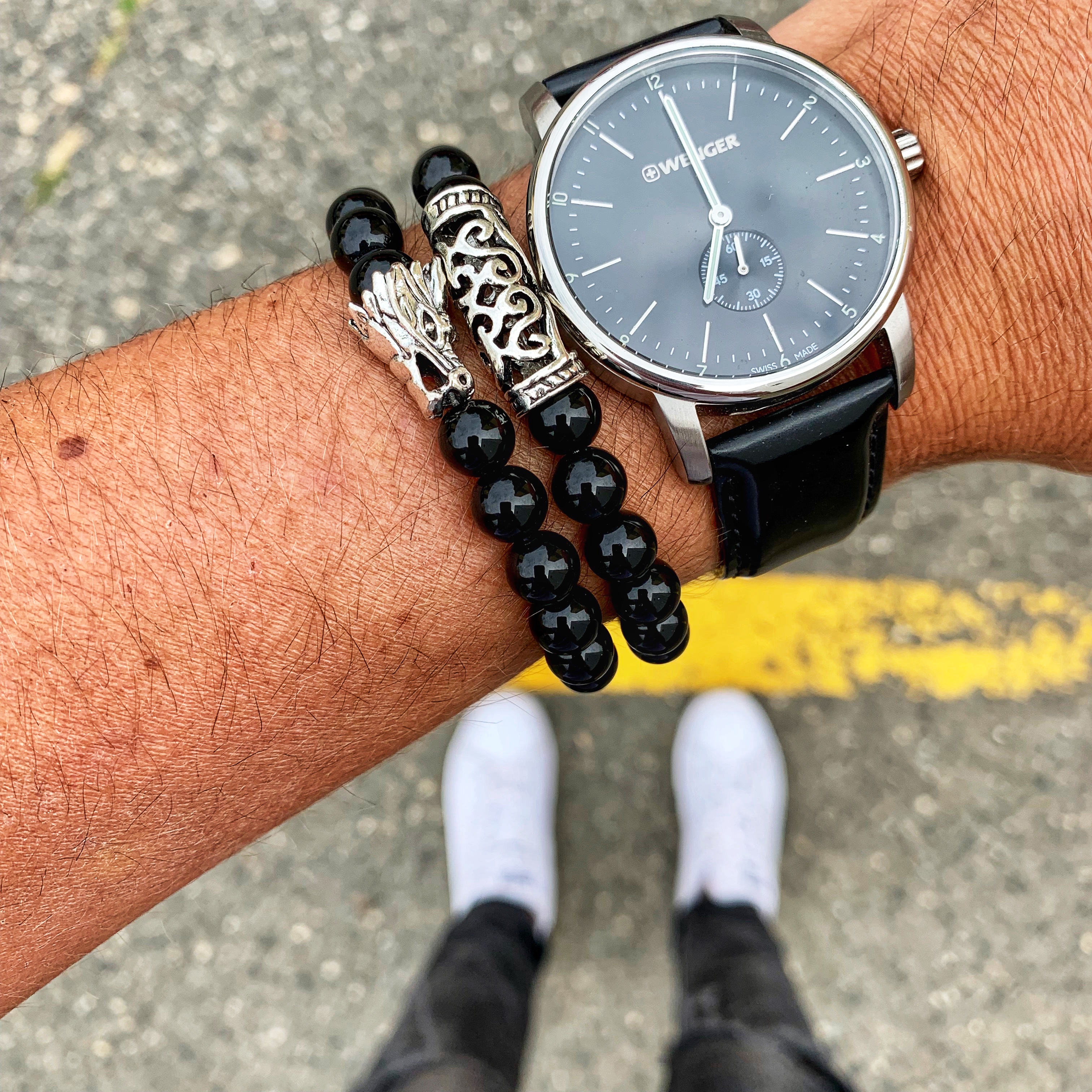 Černý set náramek Drak