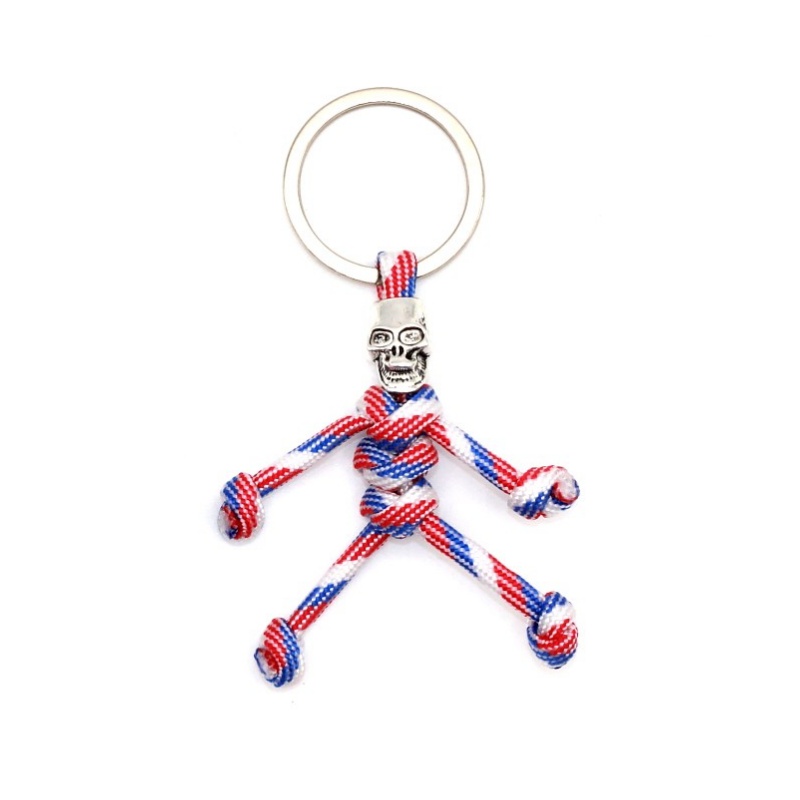 Červeno - bílo - modrá klíčenka Kostlivec 