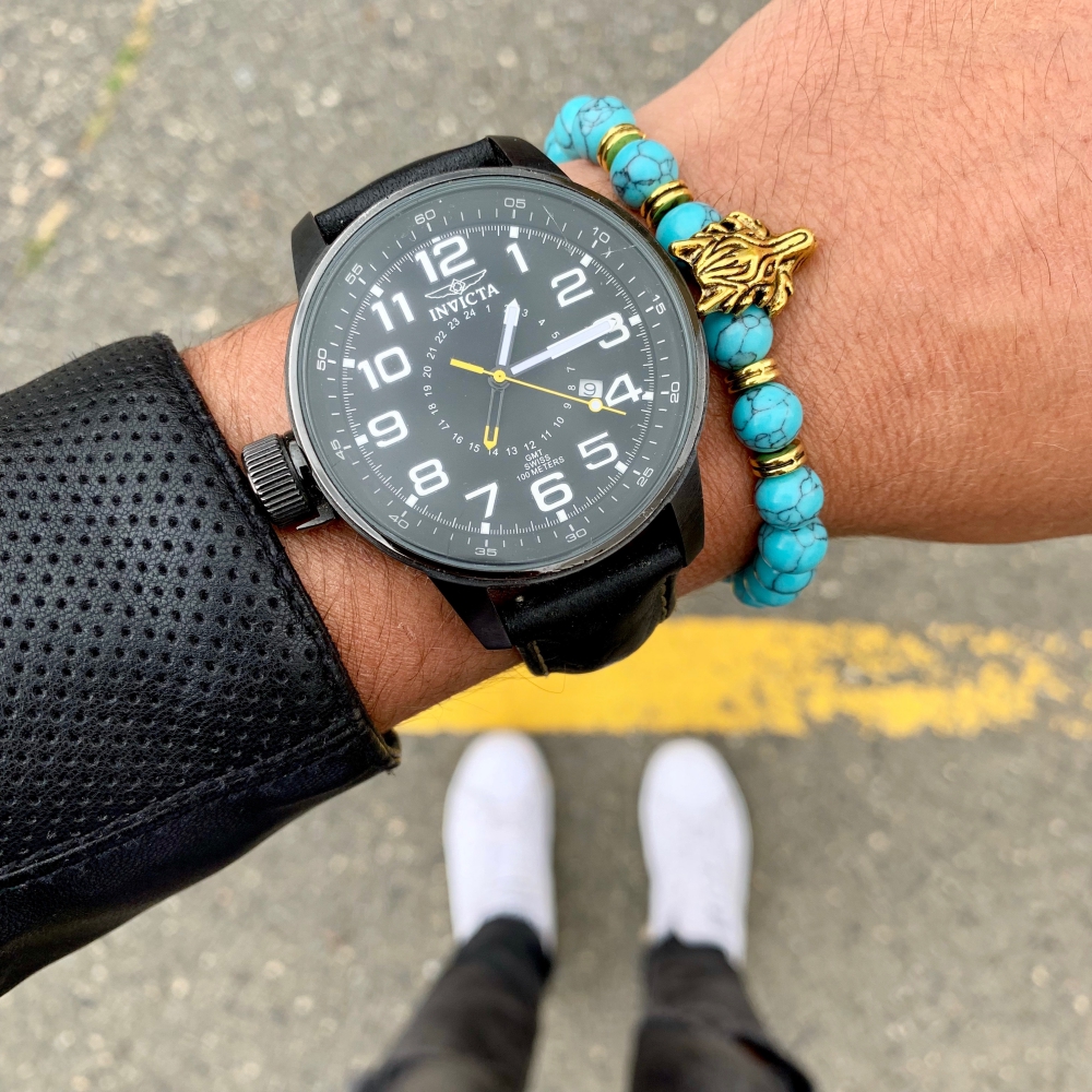 Tyrkysový náramek zlatý Vlk