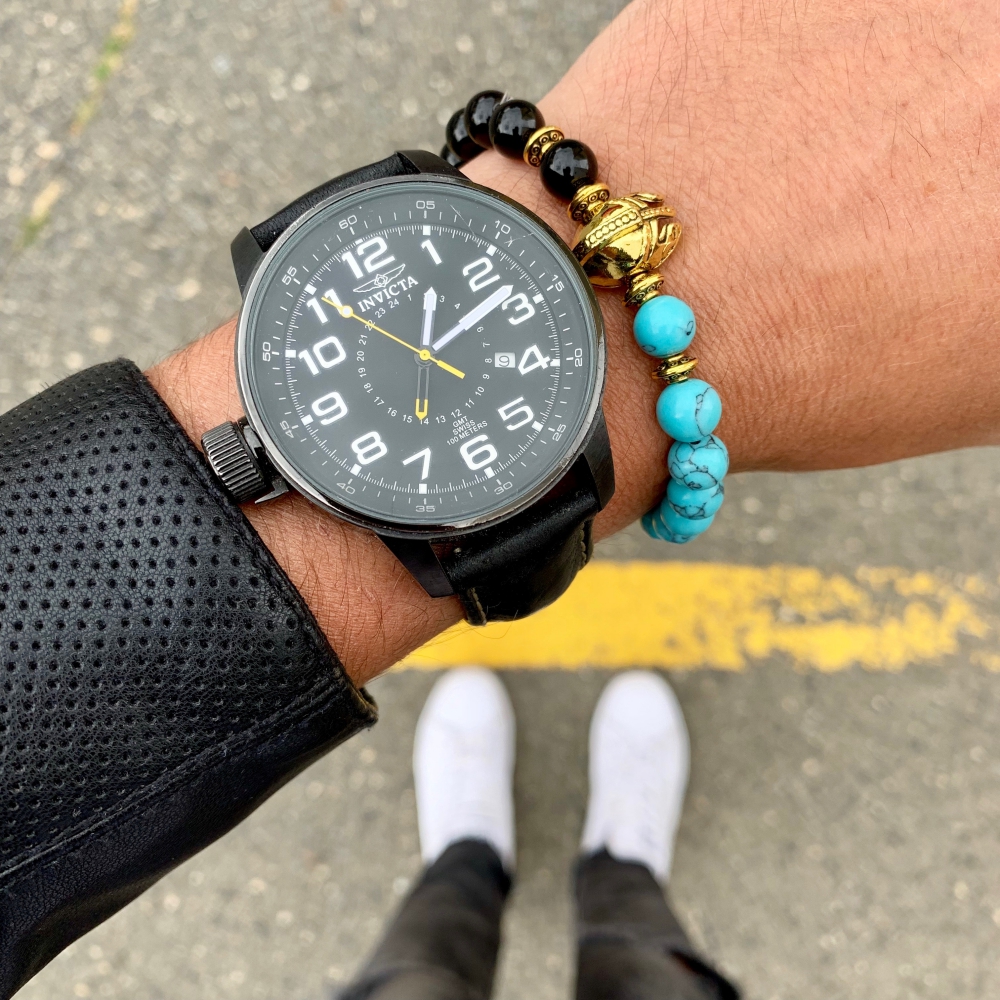 Černo - tyrkysový náramek zlatý Sparta bojovník 